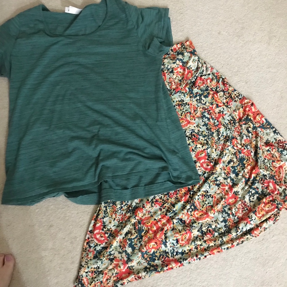 LuLaRoe shirt and Azure skirt